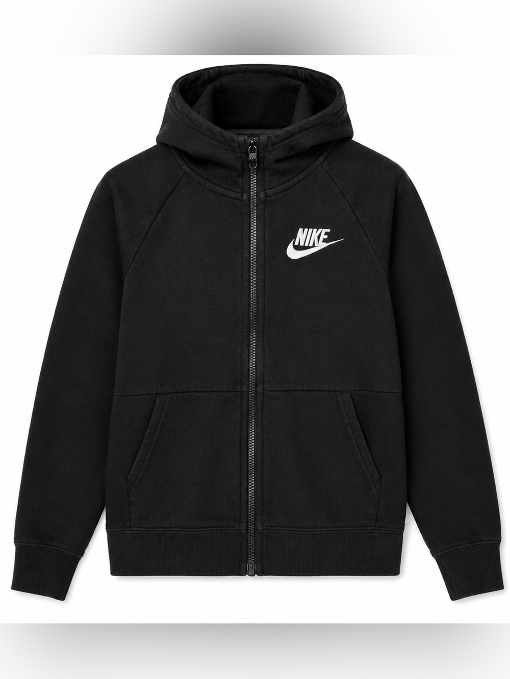 Nike Kids Black Full Zip Hoodie | Size Large | Classic Logo Sweatshirt